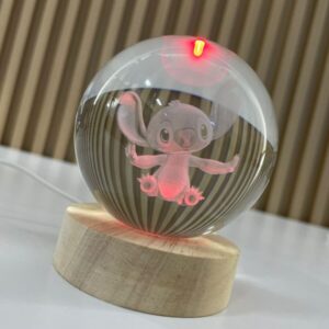 Lámpara LED Esfera de Cristal 3D RGB – Stitch