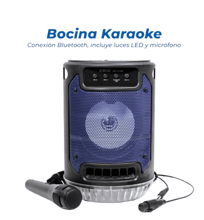 Parlante CMIK Inalámbrico Recargable Micrófono Karaoke Luces/ MK5105